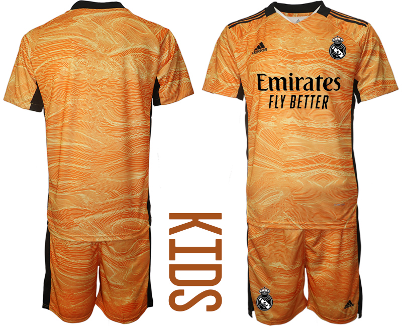 Youth 2021-2022 Club Real Madrid orange yellow goalkeeper blank Soccer Jersey